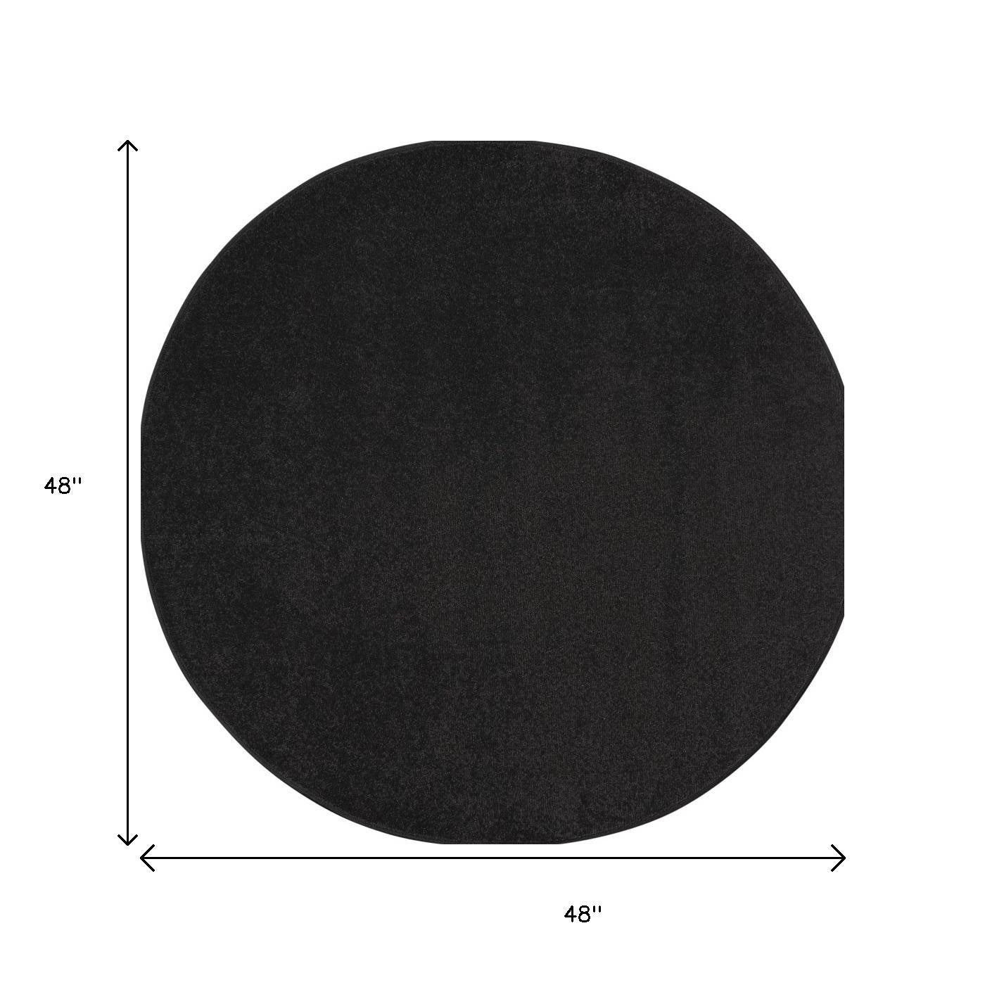 4' Black Round Indoor Outdoor Area Rug - GreatEagleInc