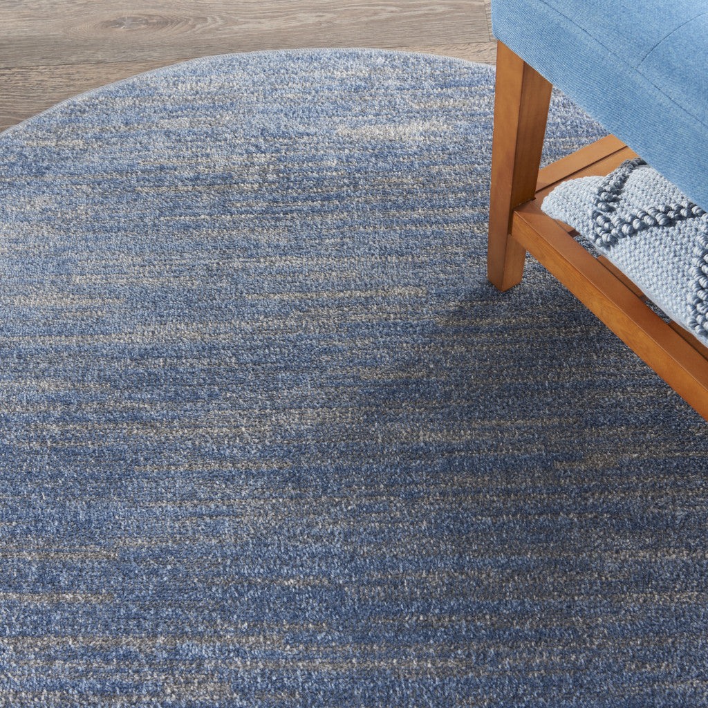 4' Blue And Gray Round Indoor Outdoor Area Rug - GreatEagleInc
