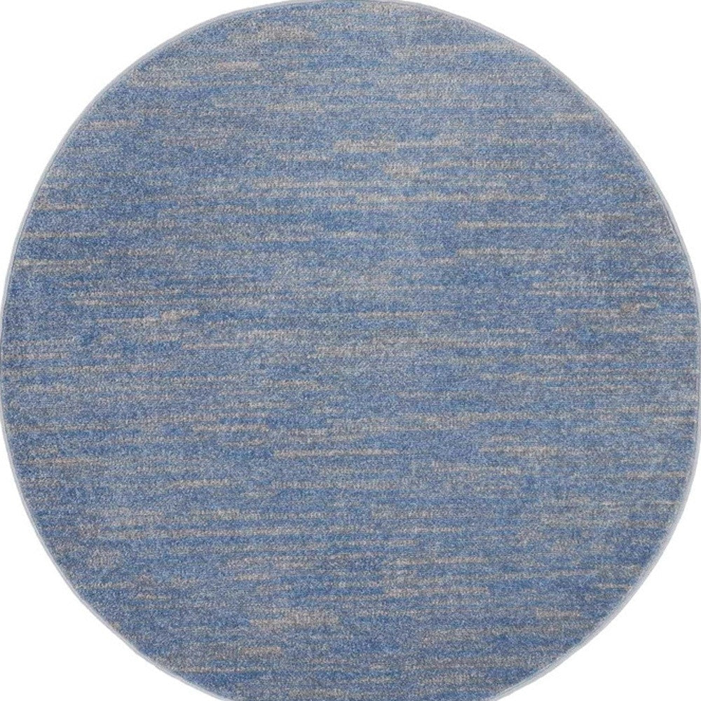 4' Blue And Gray Round Indoor Outdoor Area Rug - GreatEagleInc