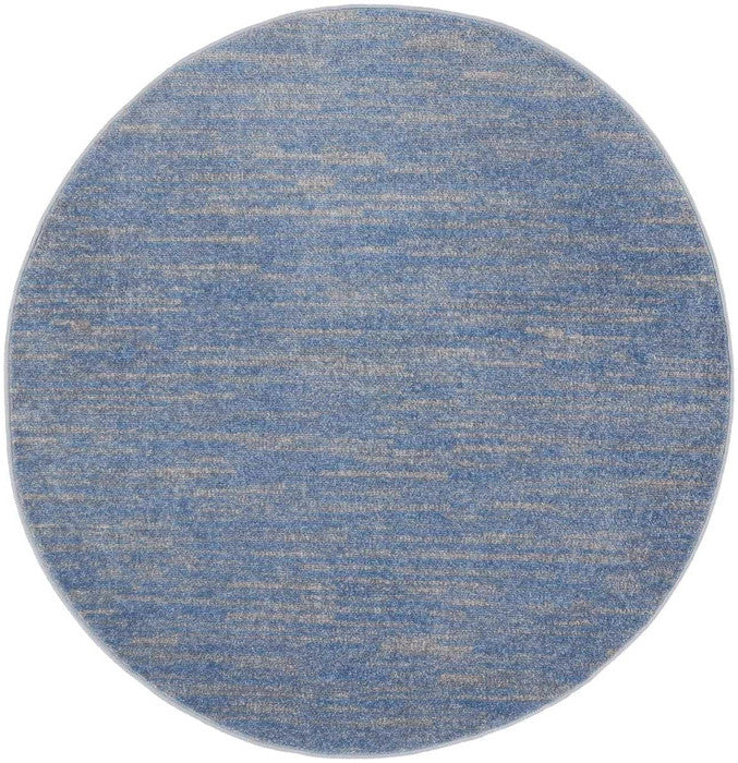 4' Blue And Gray Round Indoor Outdoor Area Rug - GreatEagleInc