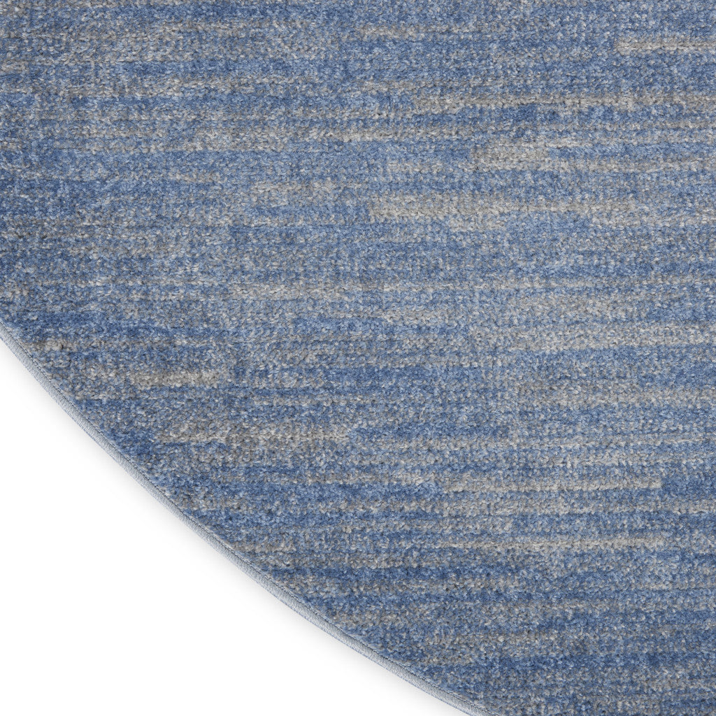 4' Blue And Gray Round Indoor Outdoor Area Rug - GreatEagleInc