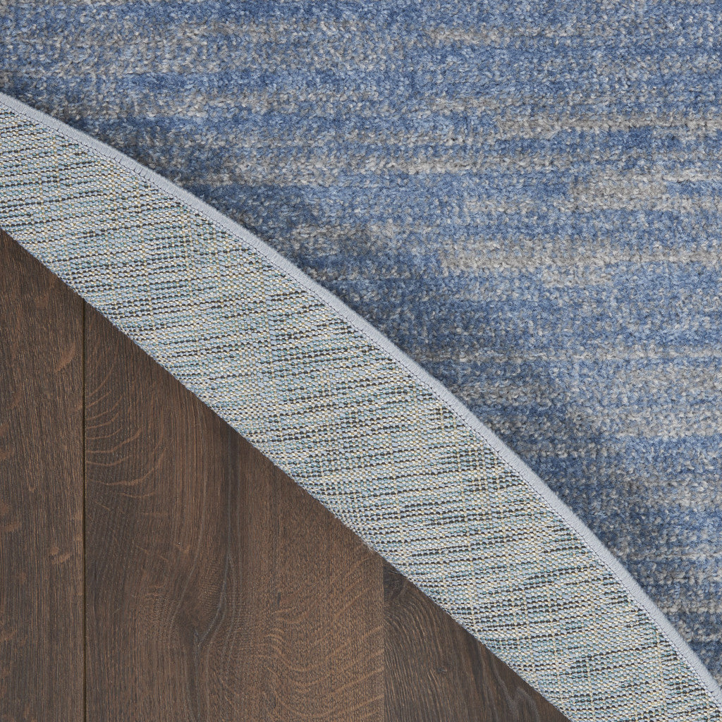 4' Blue And Gray Round Indoor Outdoor Area Rug - GreatEagleInc