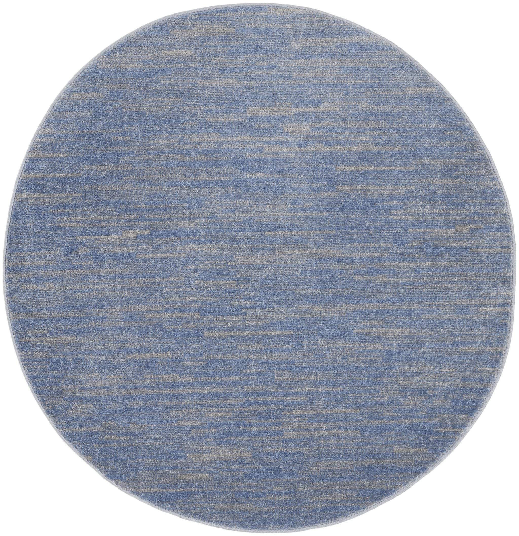 4' Blue And Gray Round Indoor Outdoor Area Rug - GreatEagleInc