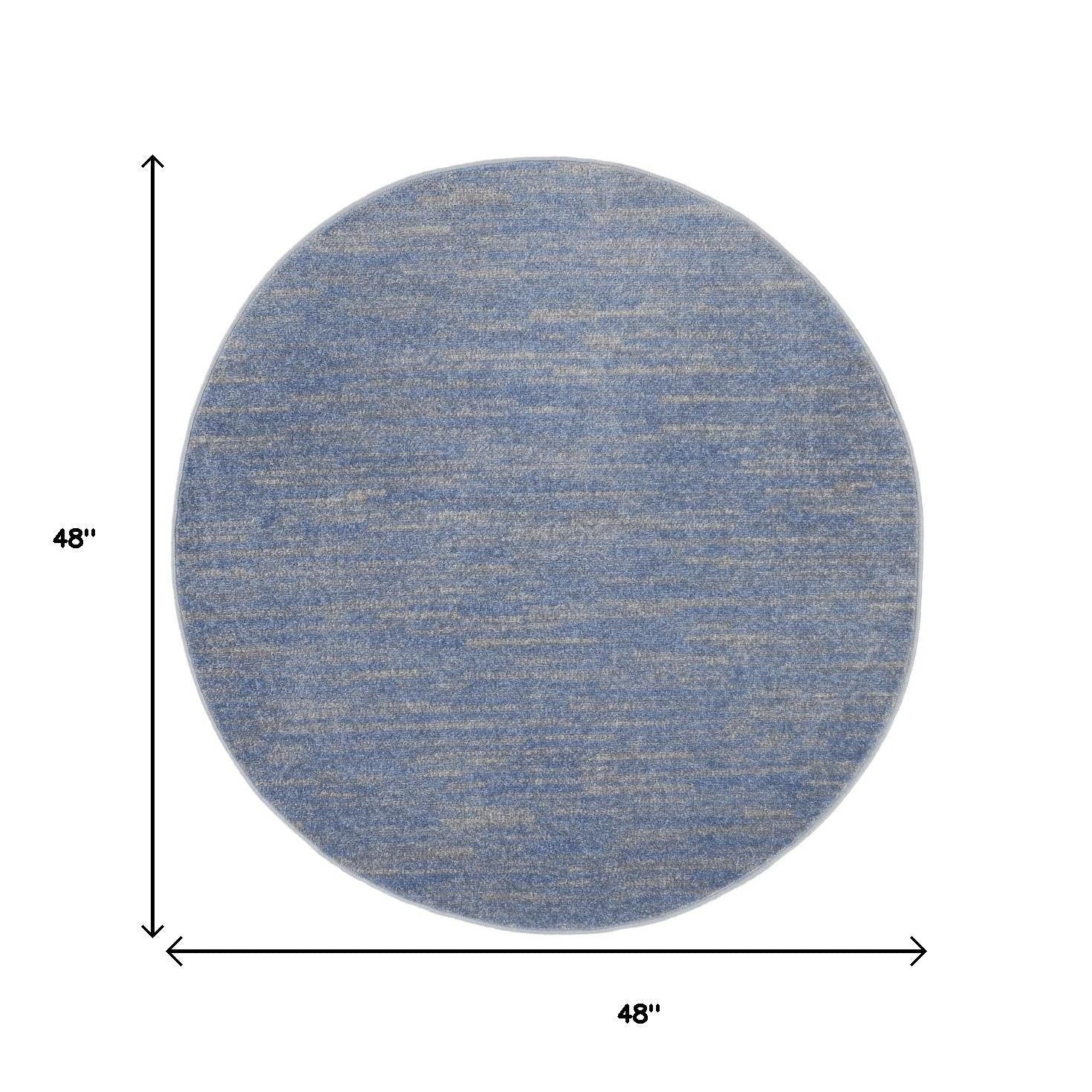 4' Blue And Gray Round Indoor Outdoor Area Rug - GreatEagleInc