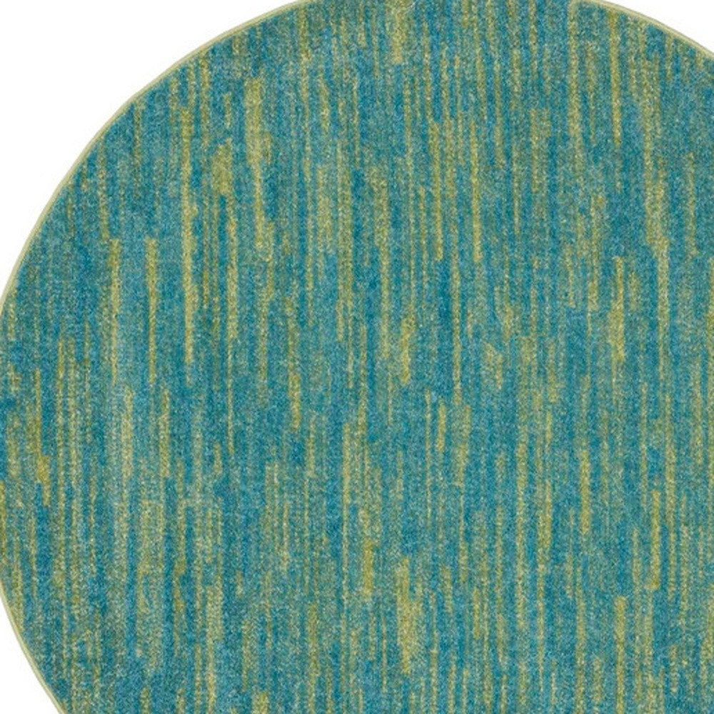 4' Blue And Green Round Indoor Outdoor Area Rug - GreatEagleInc