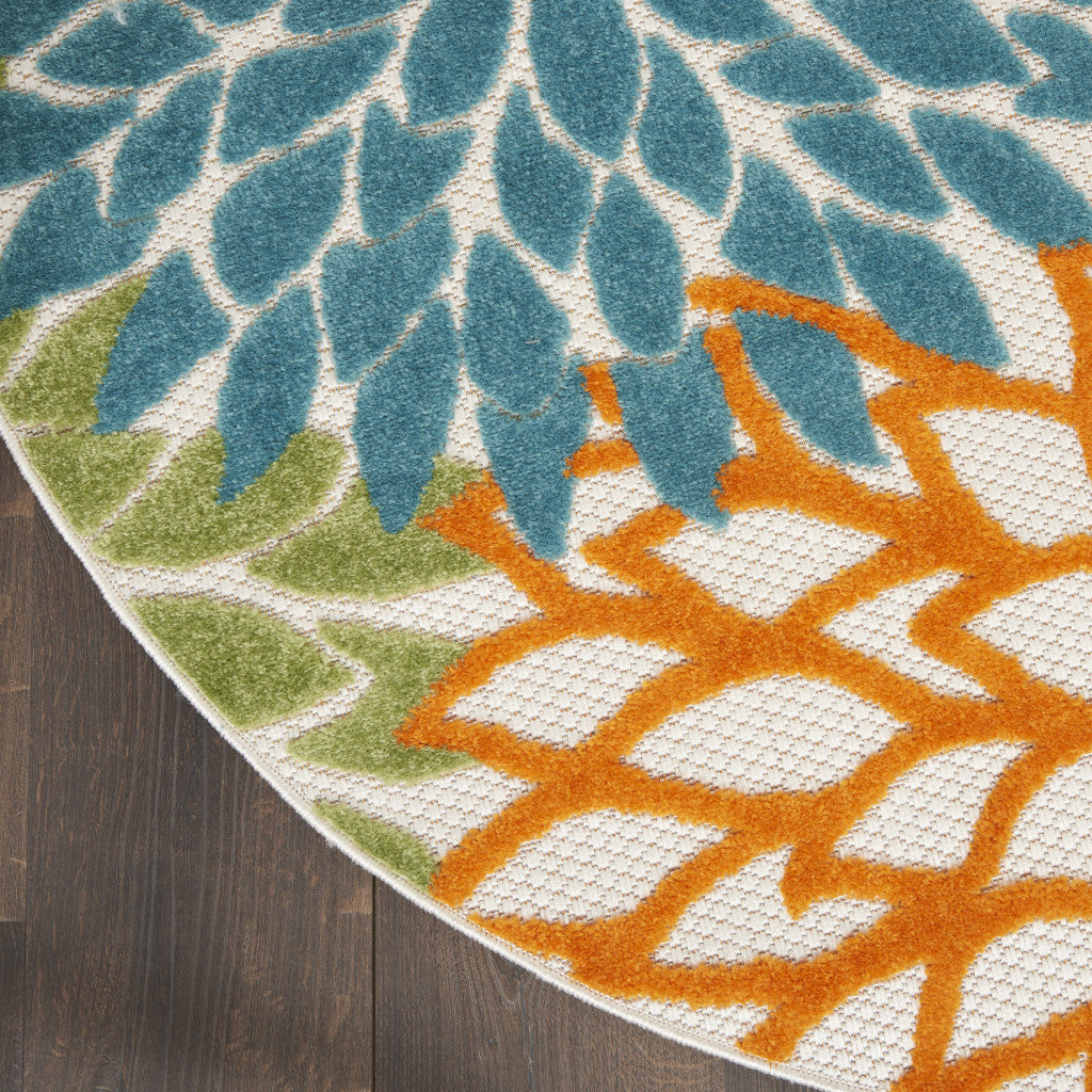 4' Blue And Yellow Round Indoor Outdoor Area Rug - GreatEagleInc