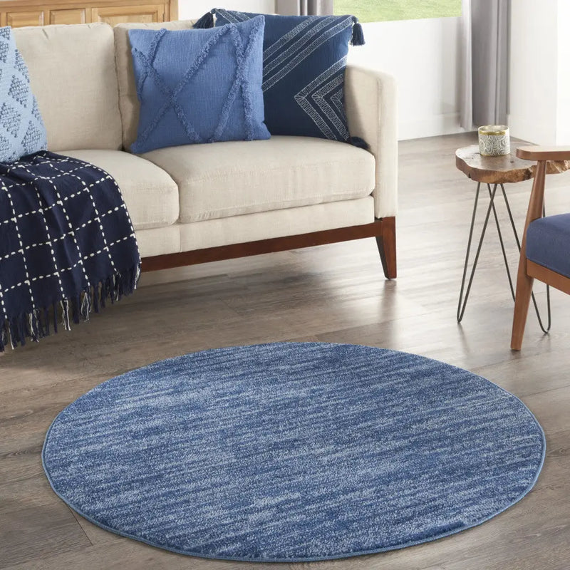 4' Blue Round Indoor Outdoor Area Rug - GreatEagleInc