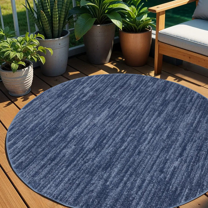 4' Blue Round Indoor Outdoor Area Rug - GreatEagleInc