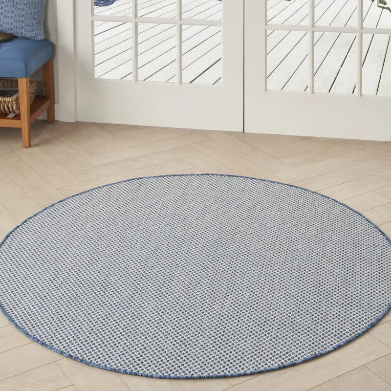 4' Bone Round Geometric Power Loom Area Rug Homeroots Outdoor