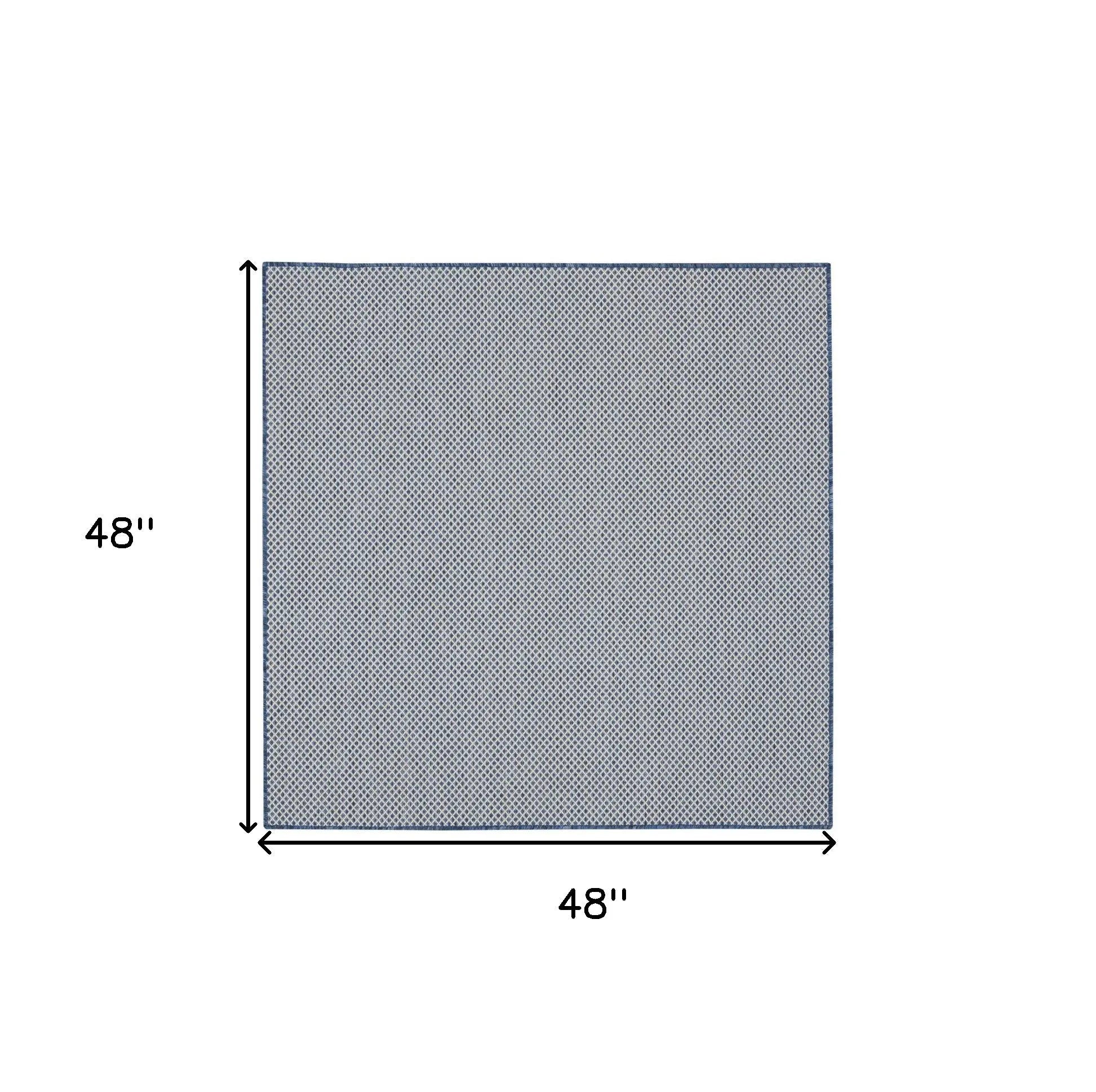 4' Bone Square Geometric Power Loom Area Rug Homeroots Outdoor