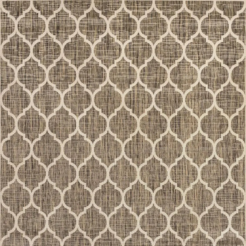 4' Brown And Beige Square Geometric Indoor Outdoor Area Rug - GreatEagleInc