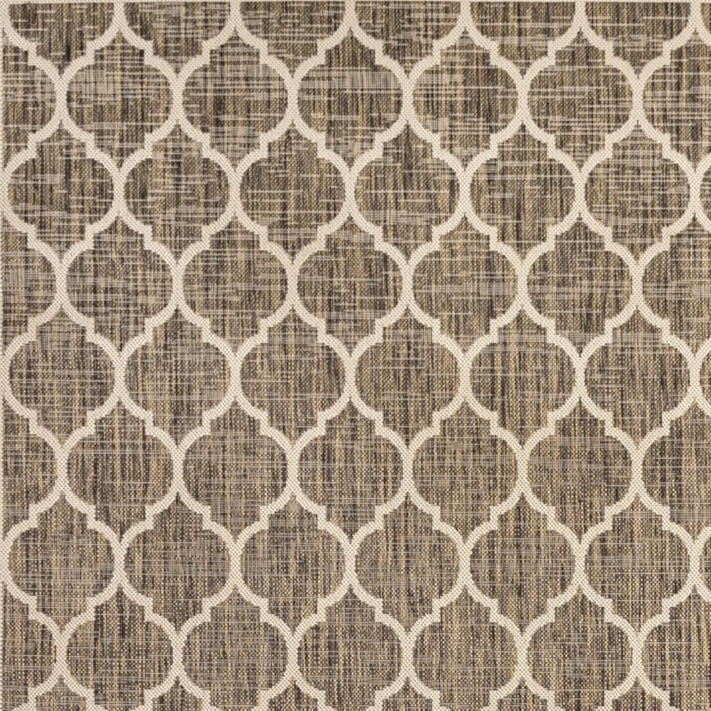 4' Brown And Beige Square Geometric Indoor Outdoor Area Rug - GreatEagleInc