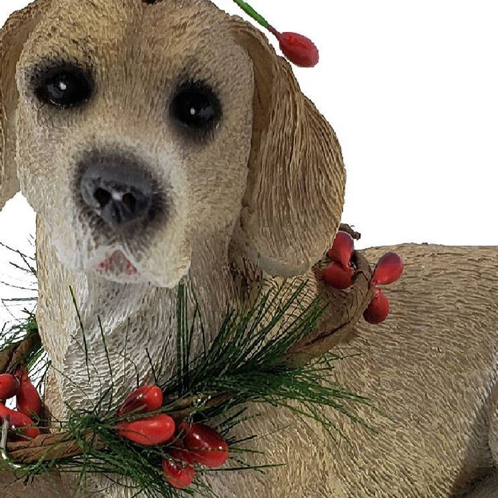 4" Brown Green And Red Polyresin Dog Christmas Figurine GreatEagleInc