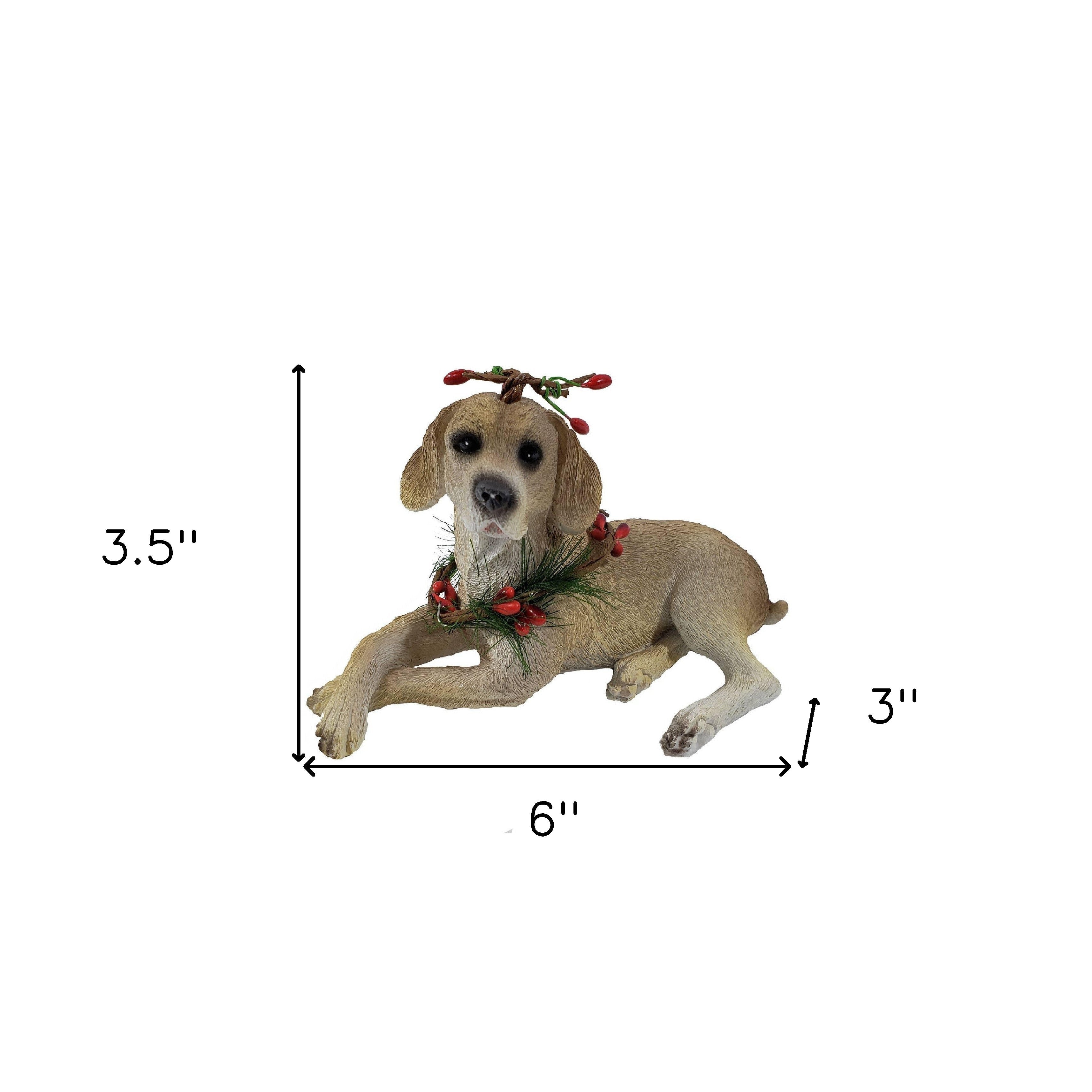4" Brown Green And Red Polyresin Dog Christmas Figurine GreatEagleInc