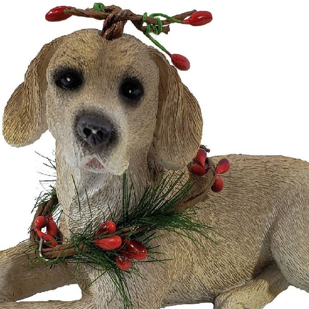 4" Brown Green And Red Polyresin Dog Christmas Figurine GreatEagleInc