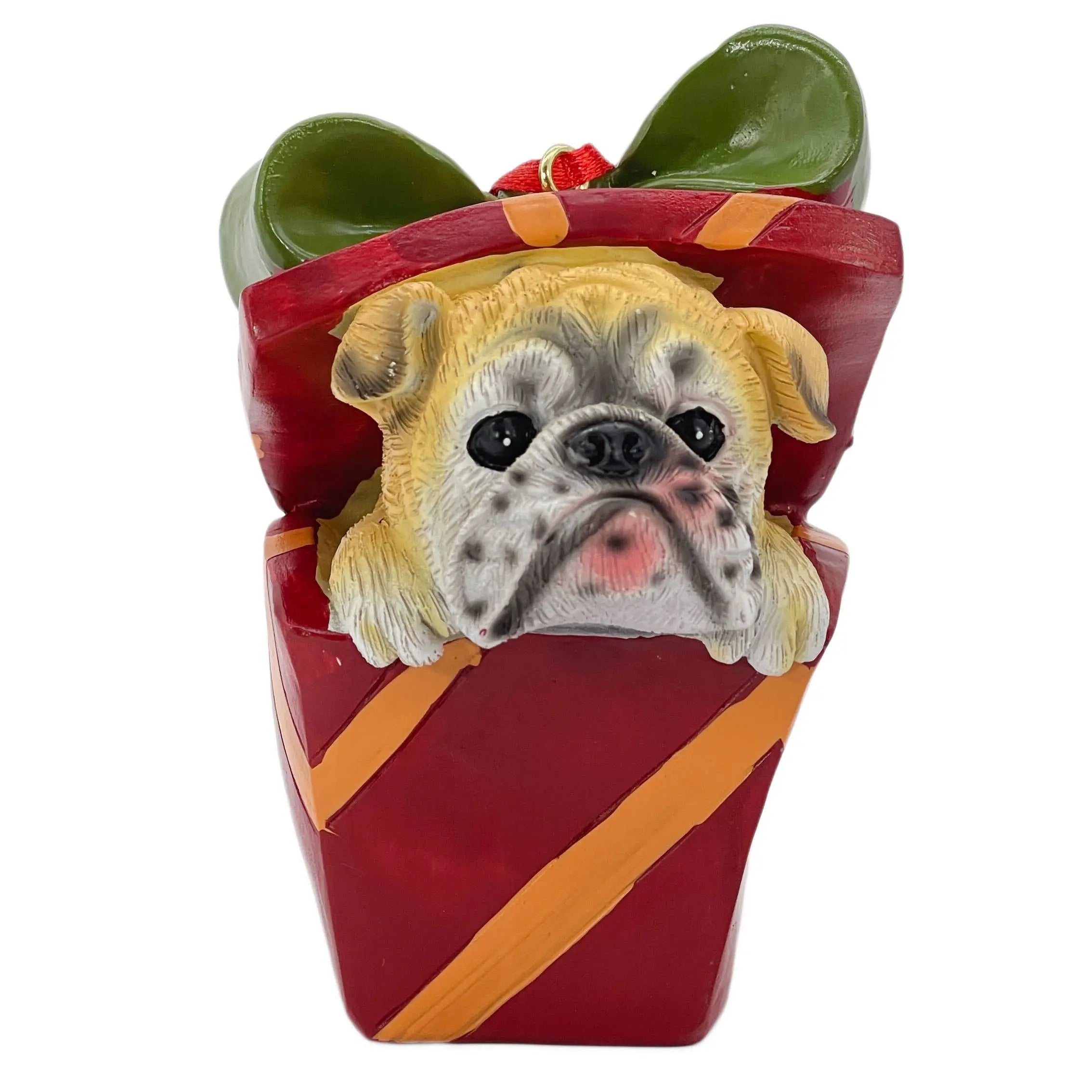 4" Brown Red And Green Resin Dog Christmas Figurine Homeroots Home Decor