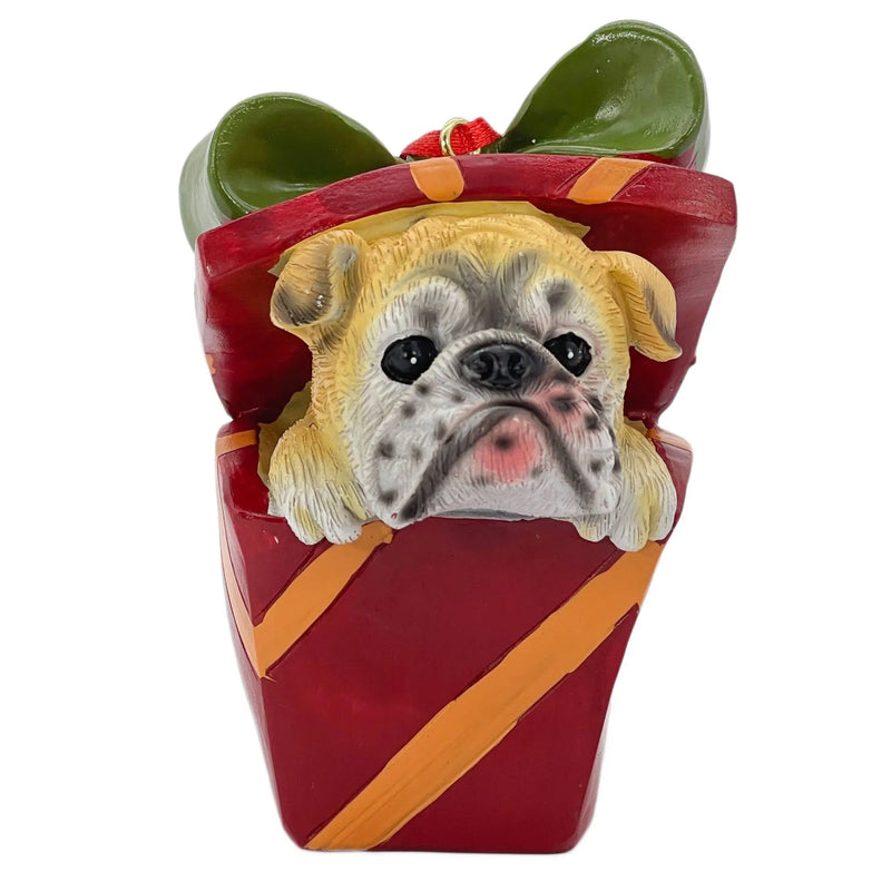 4" Brown Red And Green Resin Dog Christmas Figurine Homeroots Home Decor