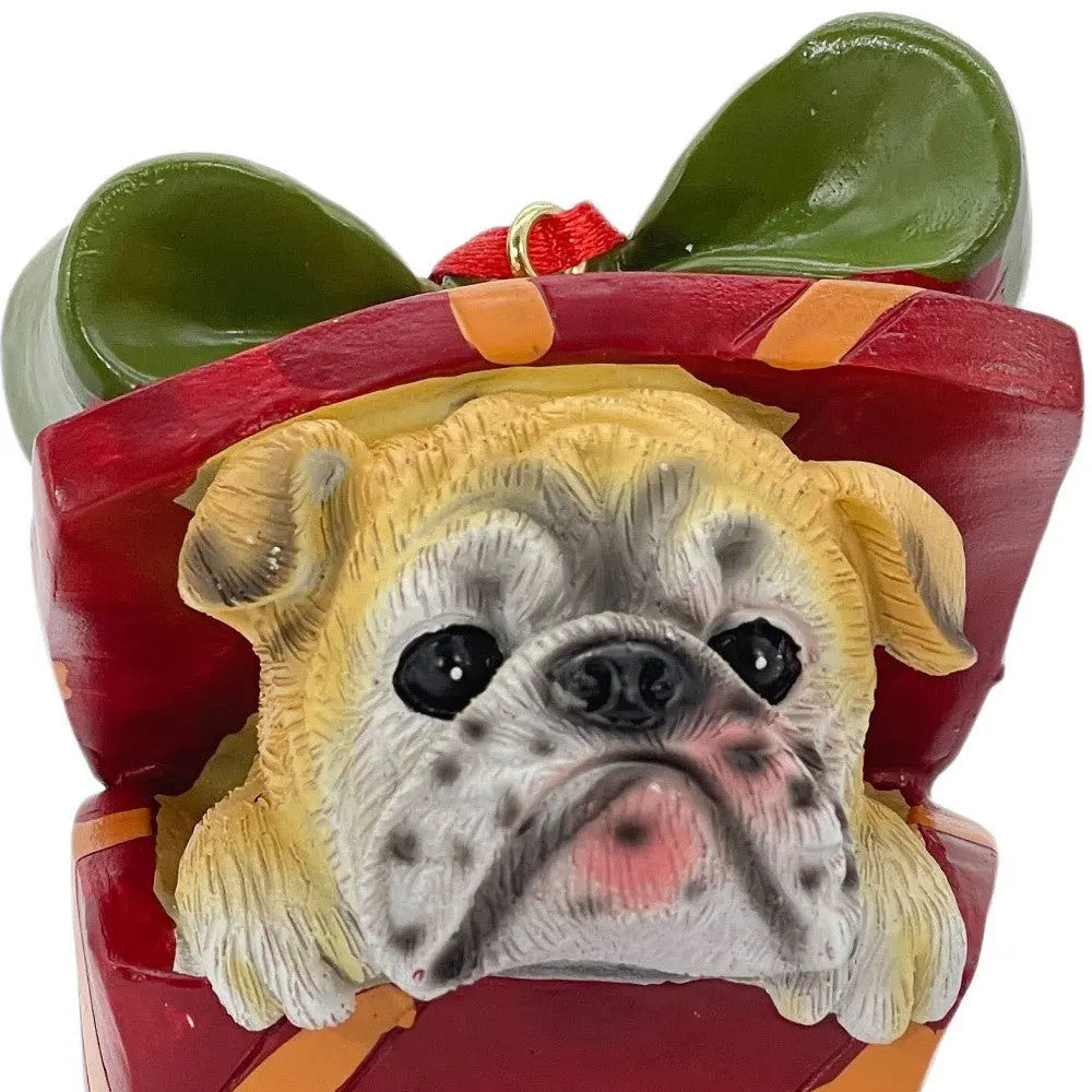 4" Brown Red And Green Resin Dog Christmas Figurine Homeroots Home Decor