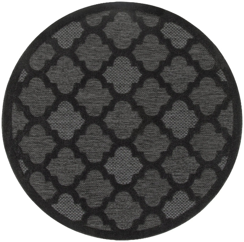 4' Charcoal And Black Round Trellis Indoor Outdoor Area Rug Homeroots Outdoor