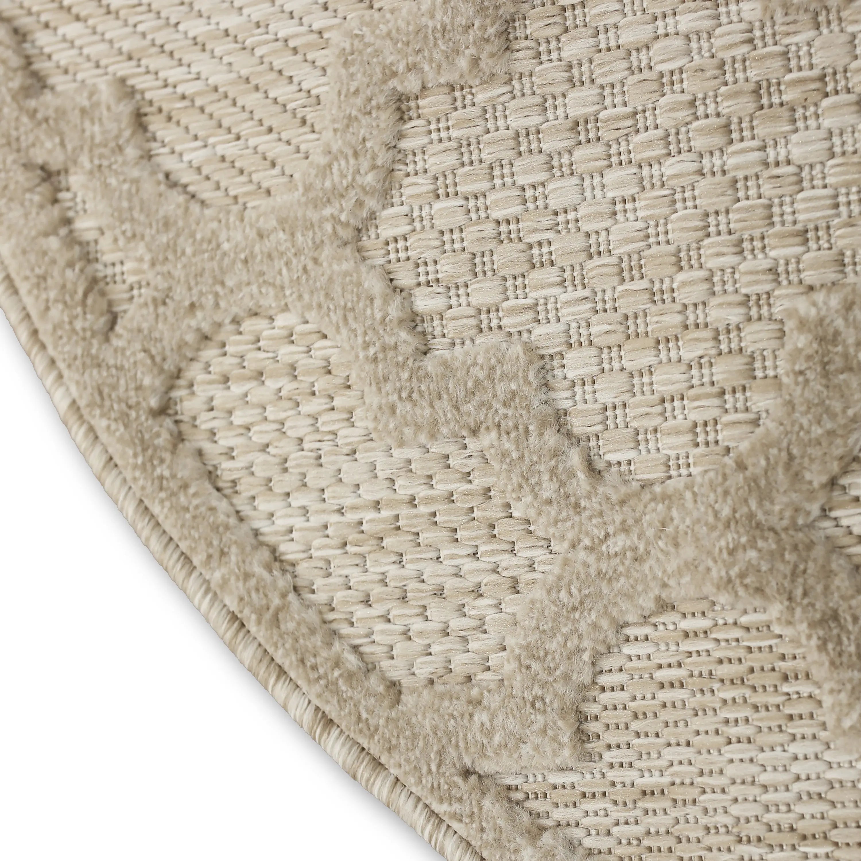 4' Cream And Beige Round Geometric Indoor Outdoor Area Rug Homeroots Outdoor