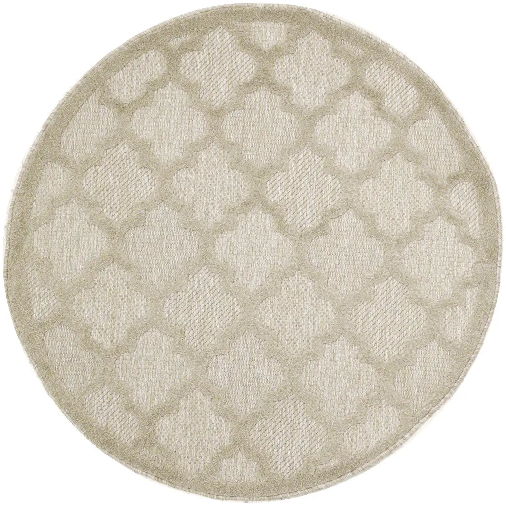 4' Cream And Beige Round Geometric Indoor Outdoor Area Rug Homeroots Outdoor
