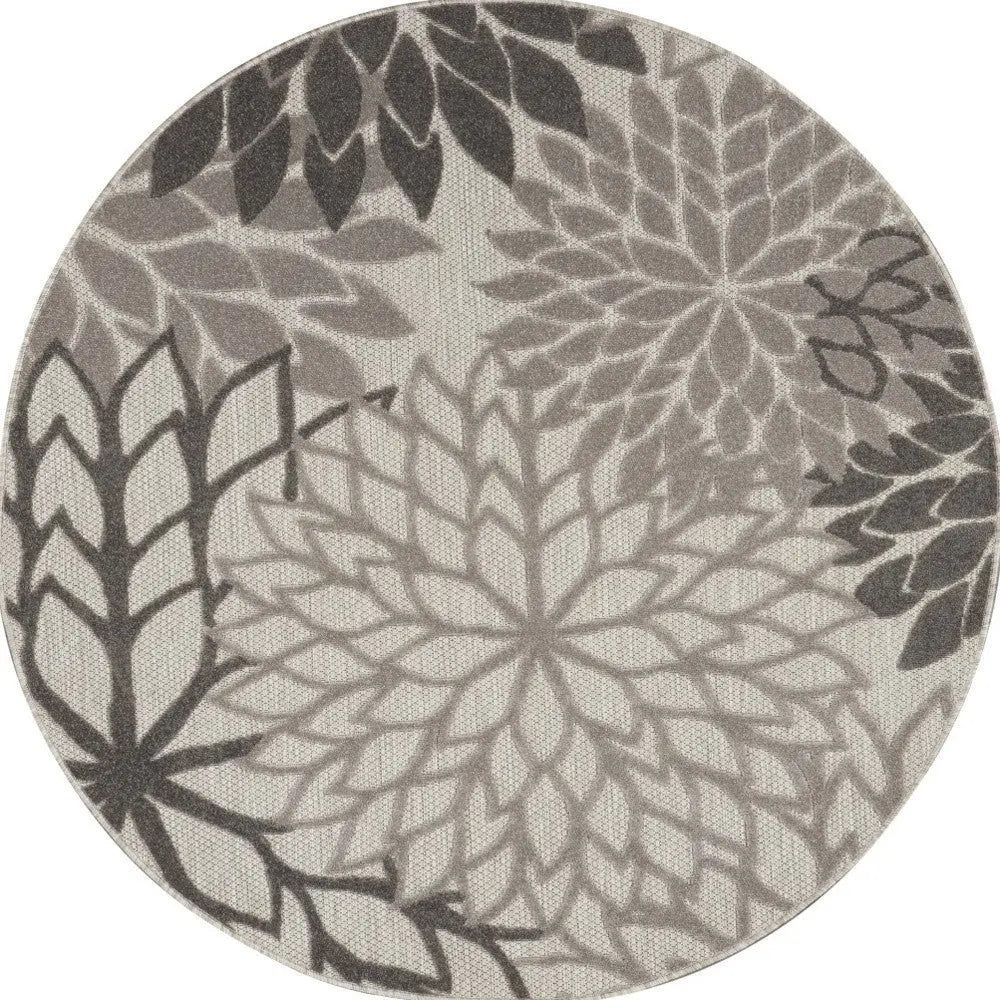 4' Gray Round Indoor Outdoor Area Rug Homeroots Outdoor