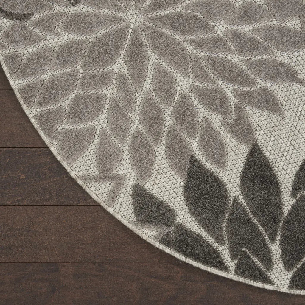 4' Gray Round Indoor Outdoor Area Rug Homeroots Outdoor