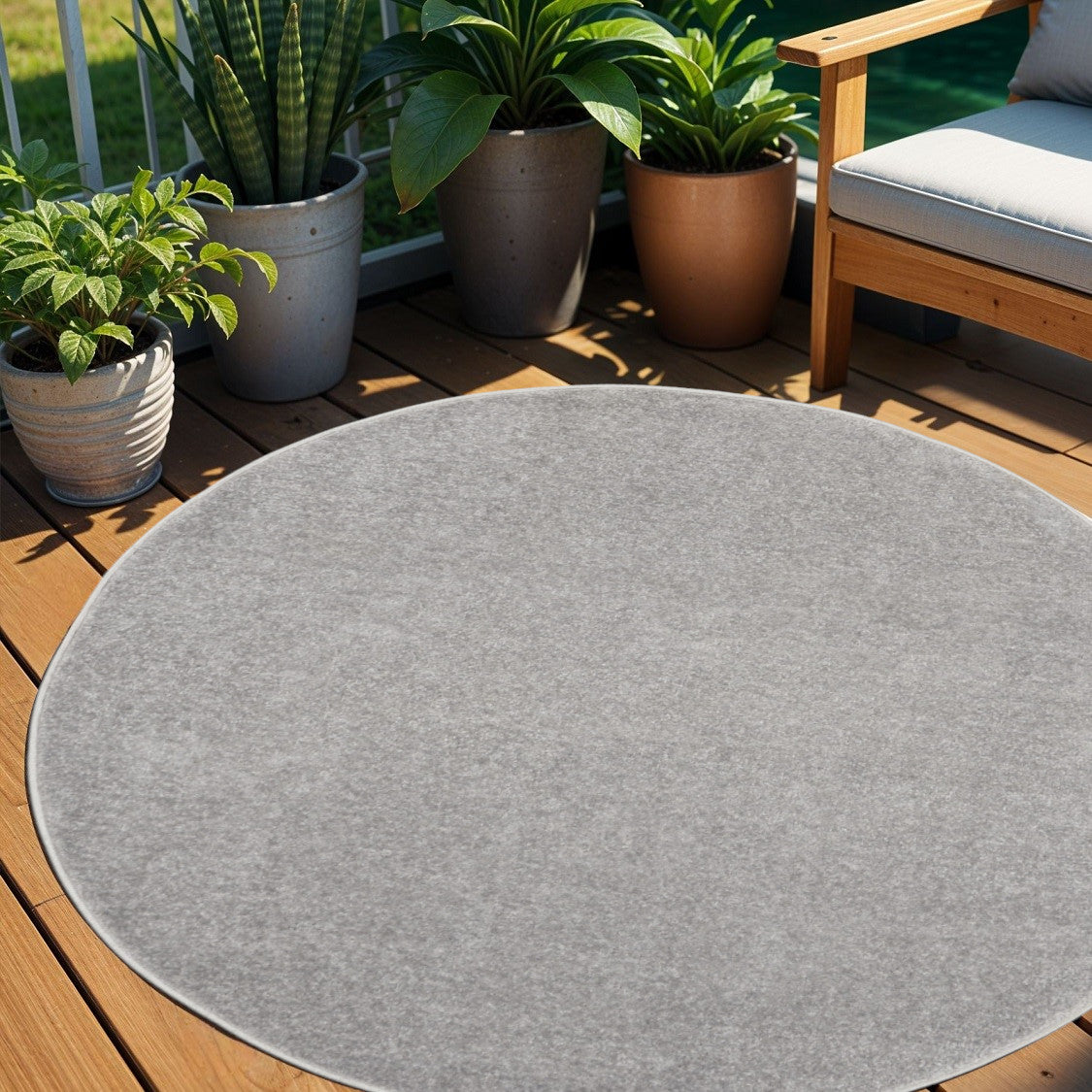 4' Gray Round Indoor Outdoor Area Rug - GreatEagleInc