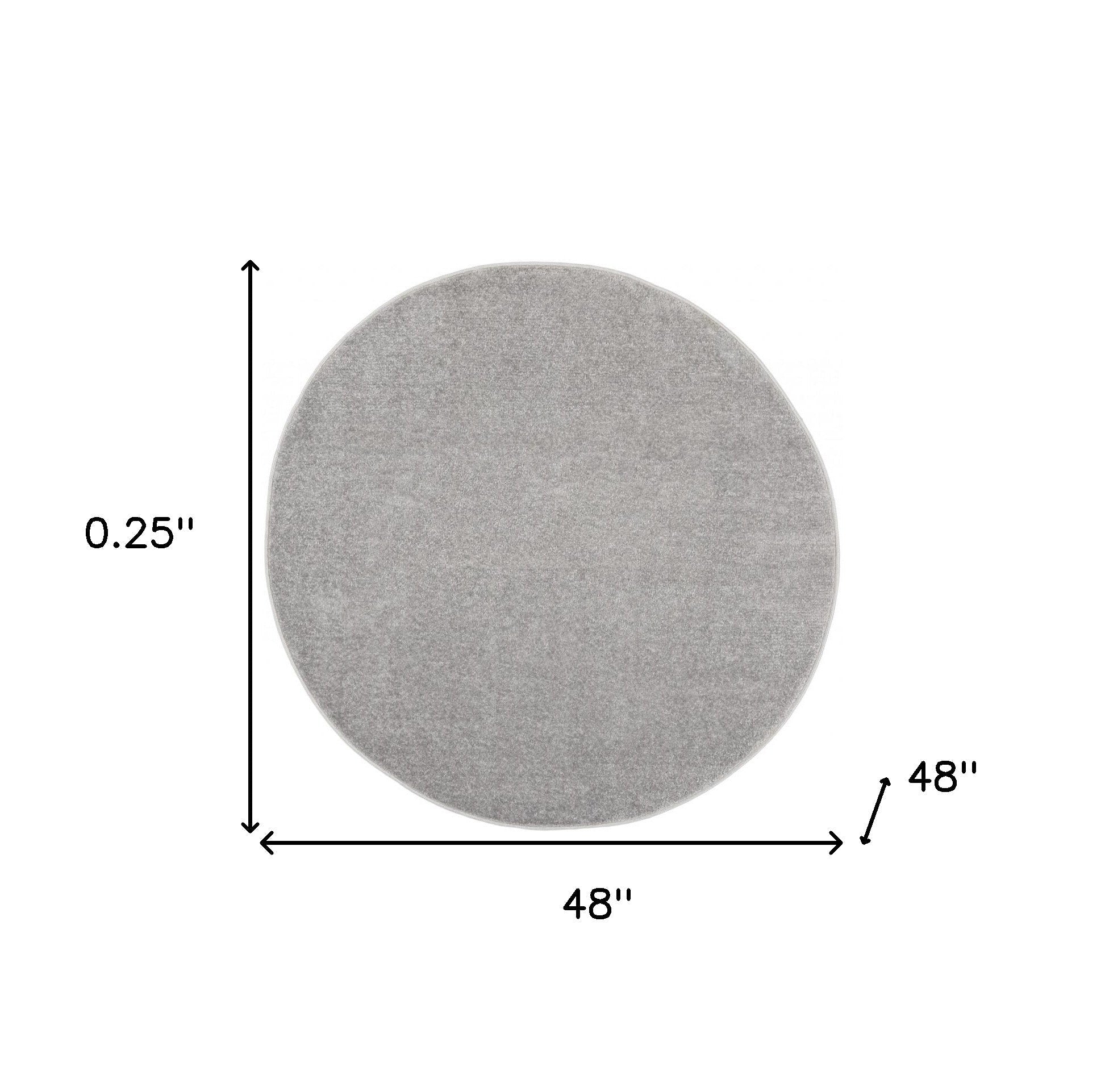 4' Gray Round Indoor Outdoor Area Rug - GreatEagleInc