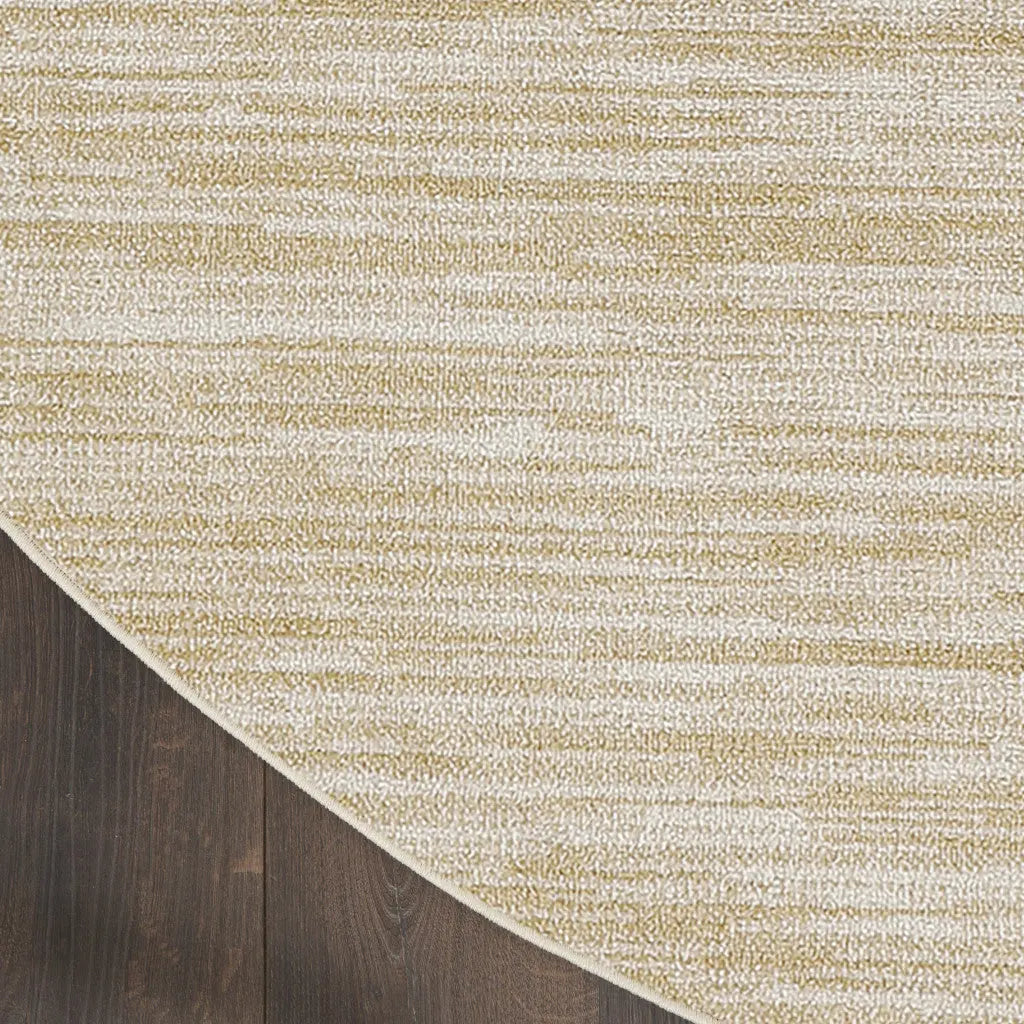 4' Ivory And Gold Round Abstract Indoor Outdoor Area Rug Homeroots Outdoor