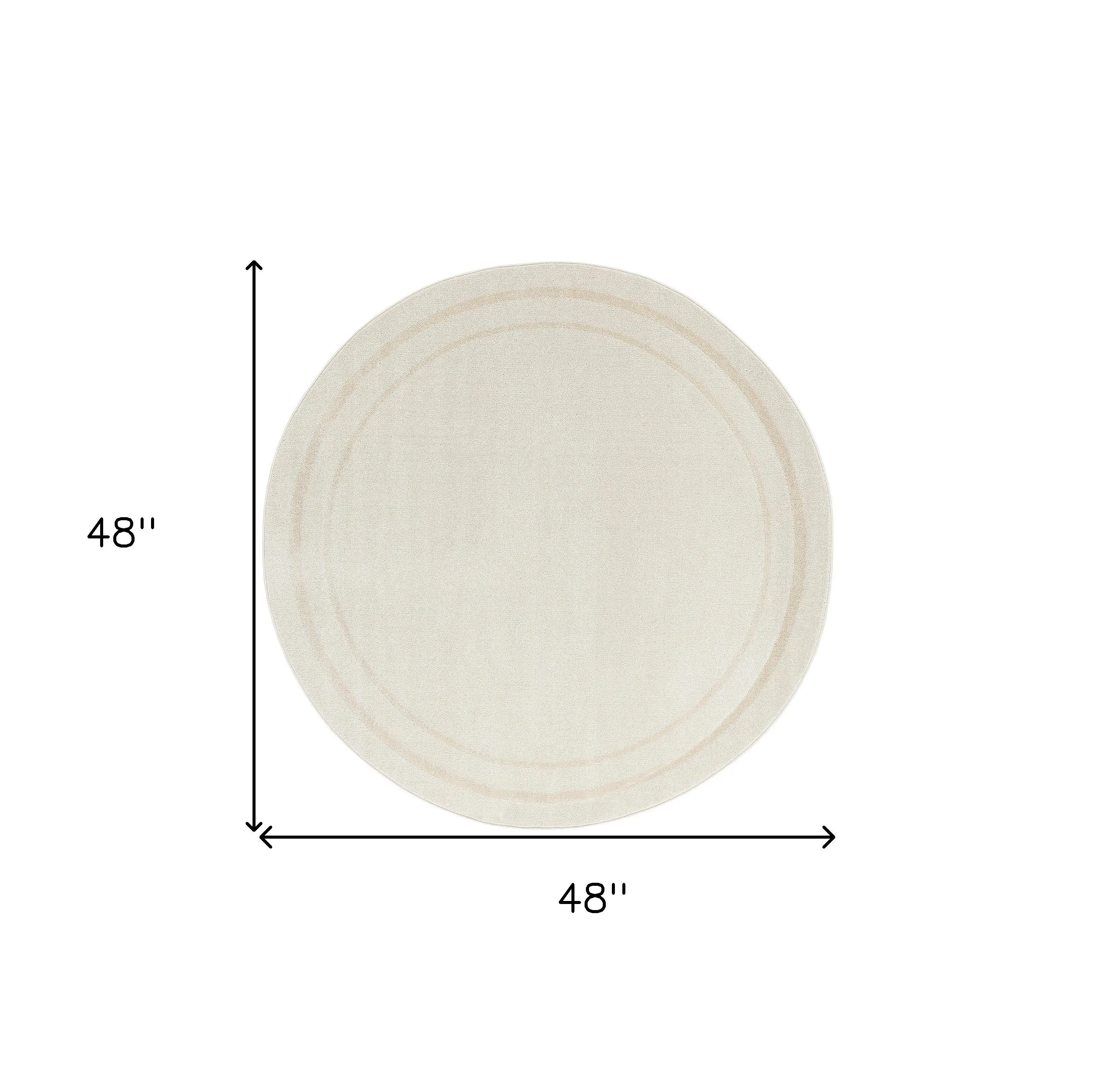 4' Ivory And Gold Round Indoor Outdoor Area Rug Homeroots Outdoor