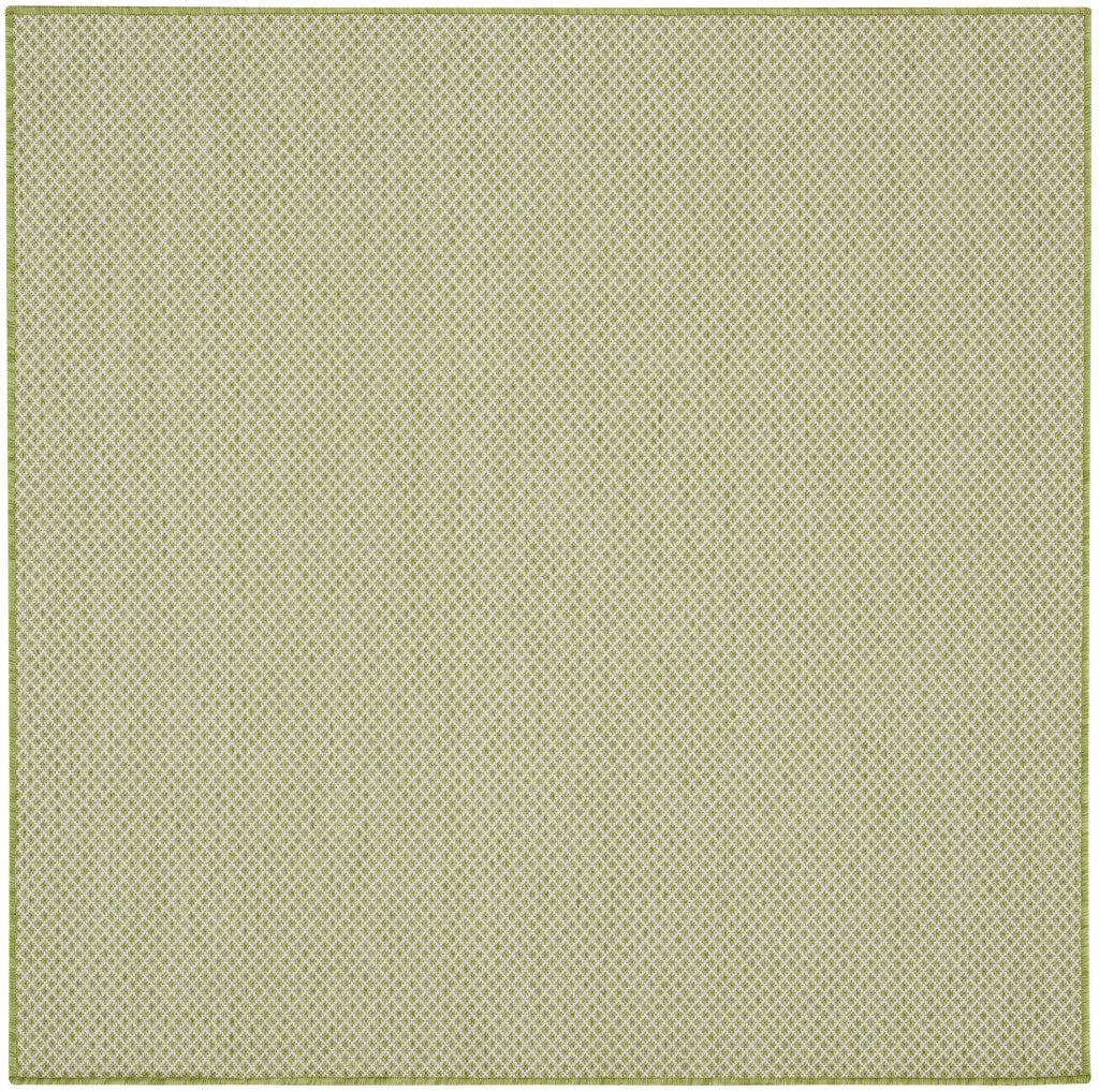 4' Ivory And Green Square Geometric Indoor Outdoor Area Rug Homeroots Outdoor