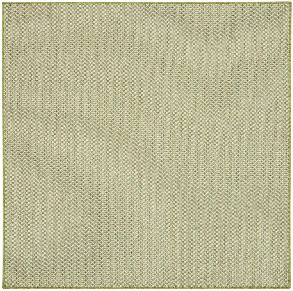 4' Ivory And Green Square Geometric Indoor Outdoor Area Rug Homeroots Outdoor