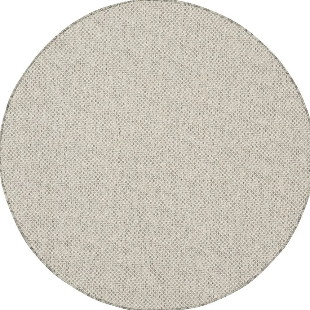 4' Ivory And Silver Round Geometric Indoor Outdoor Area Rug Homeroots Outdoor