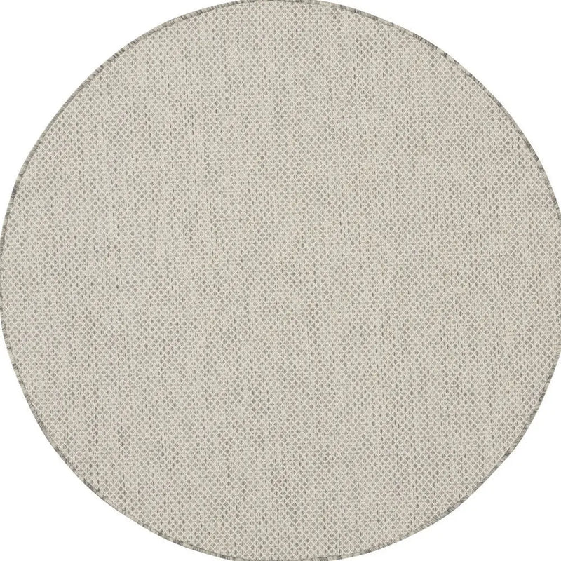 4' Ivory And Silver Round Geometric Indoor Outdoor Area Rug Homeroots Outdoor