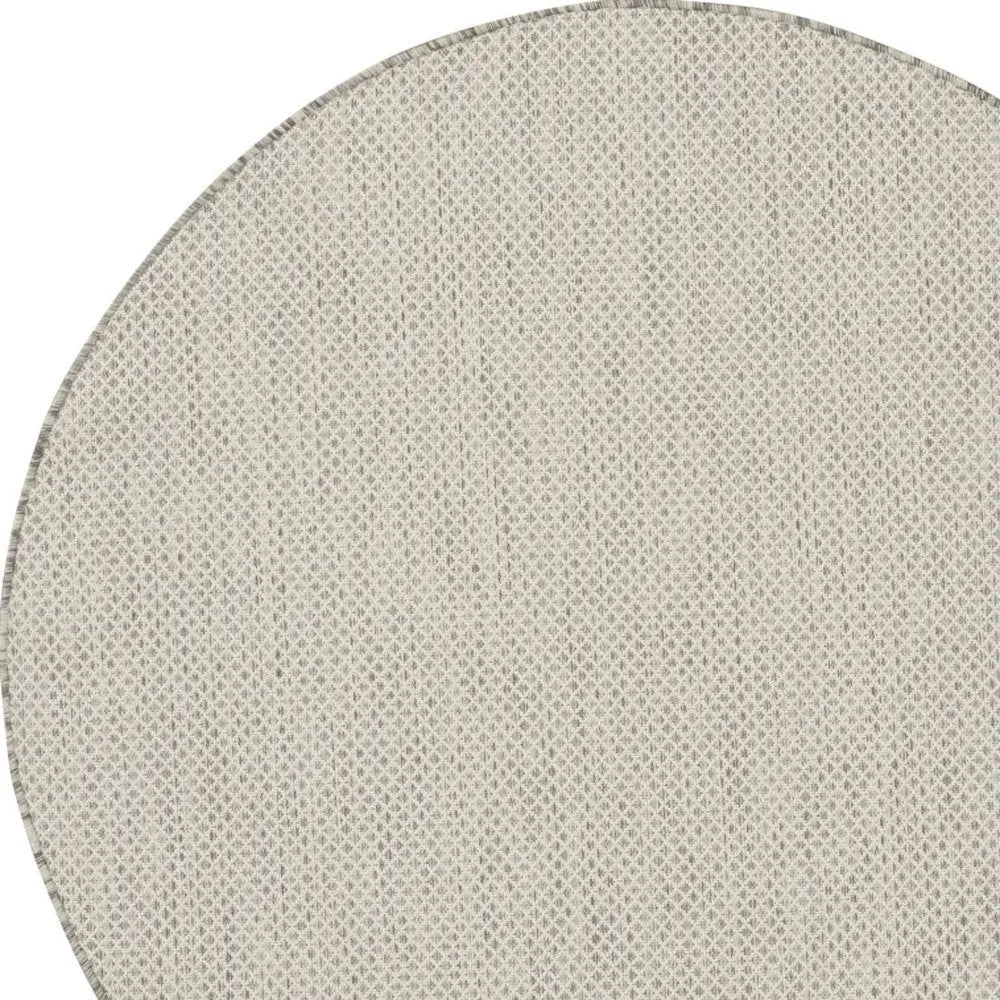 4' Ivory And Silver Round Geometric Indoor Outdoor Area Rug Homeroots Outdoor