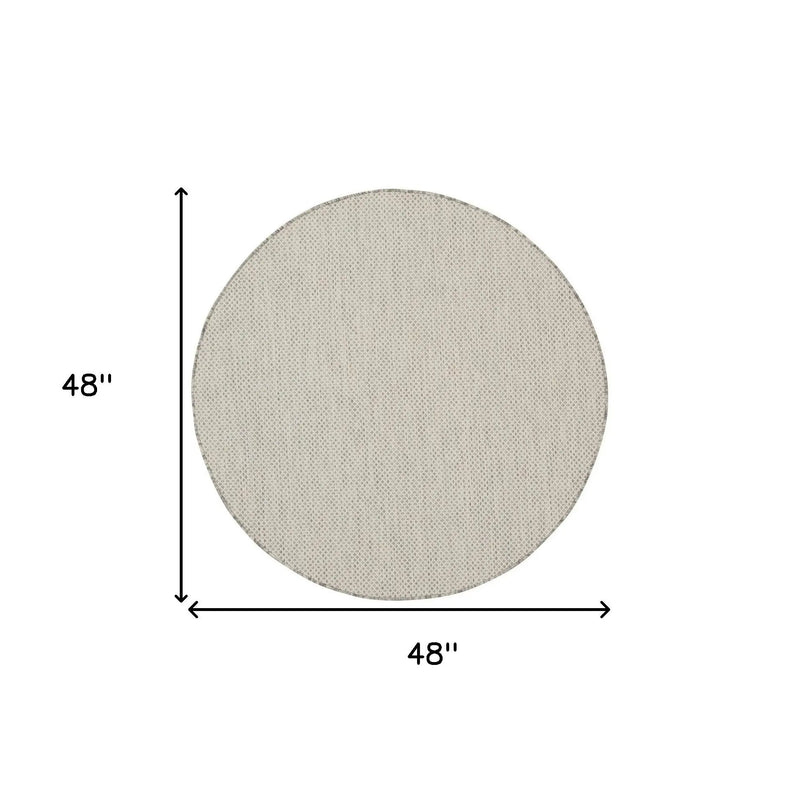 4' Ivory And Silver Round Geometric Indoor Outdoor Area Rug Homeroots Outdoor