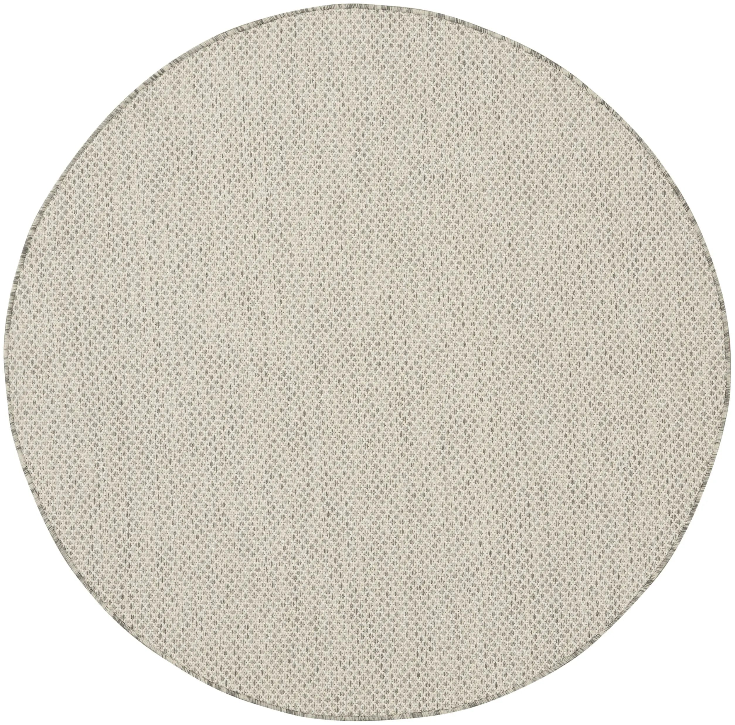 4' Ivory And Silver Round Geometric Indoor Outdoor Area Rug Homeroots Outdoor