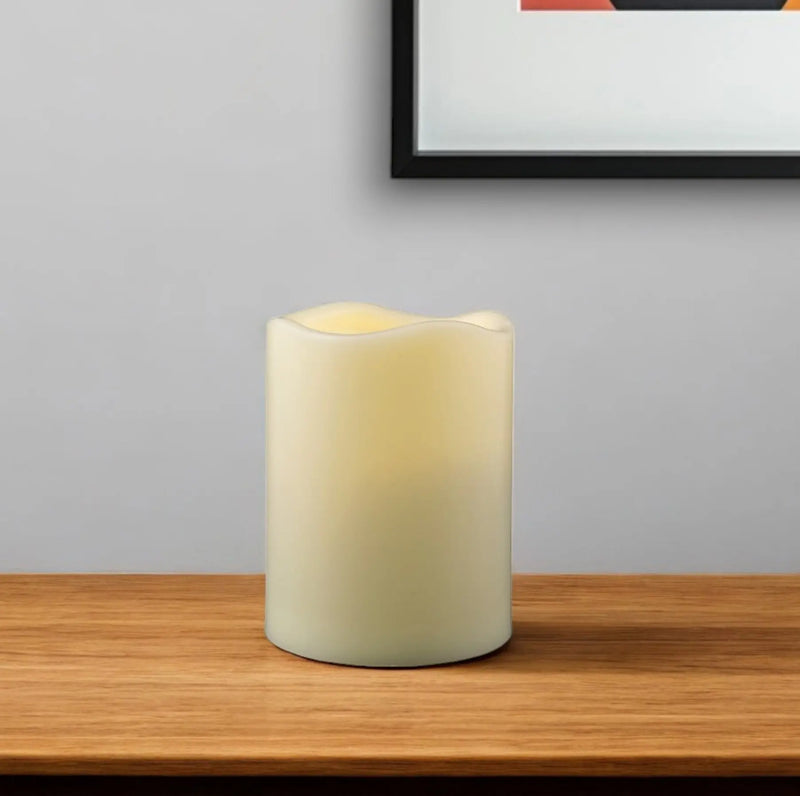4" Ivory Flameless Indoor Outdoor Pillar Candle GreatEagleInc