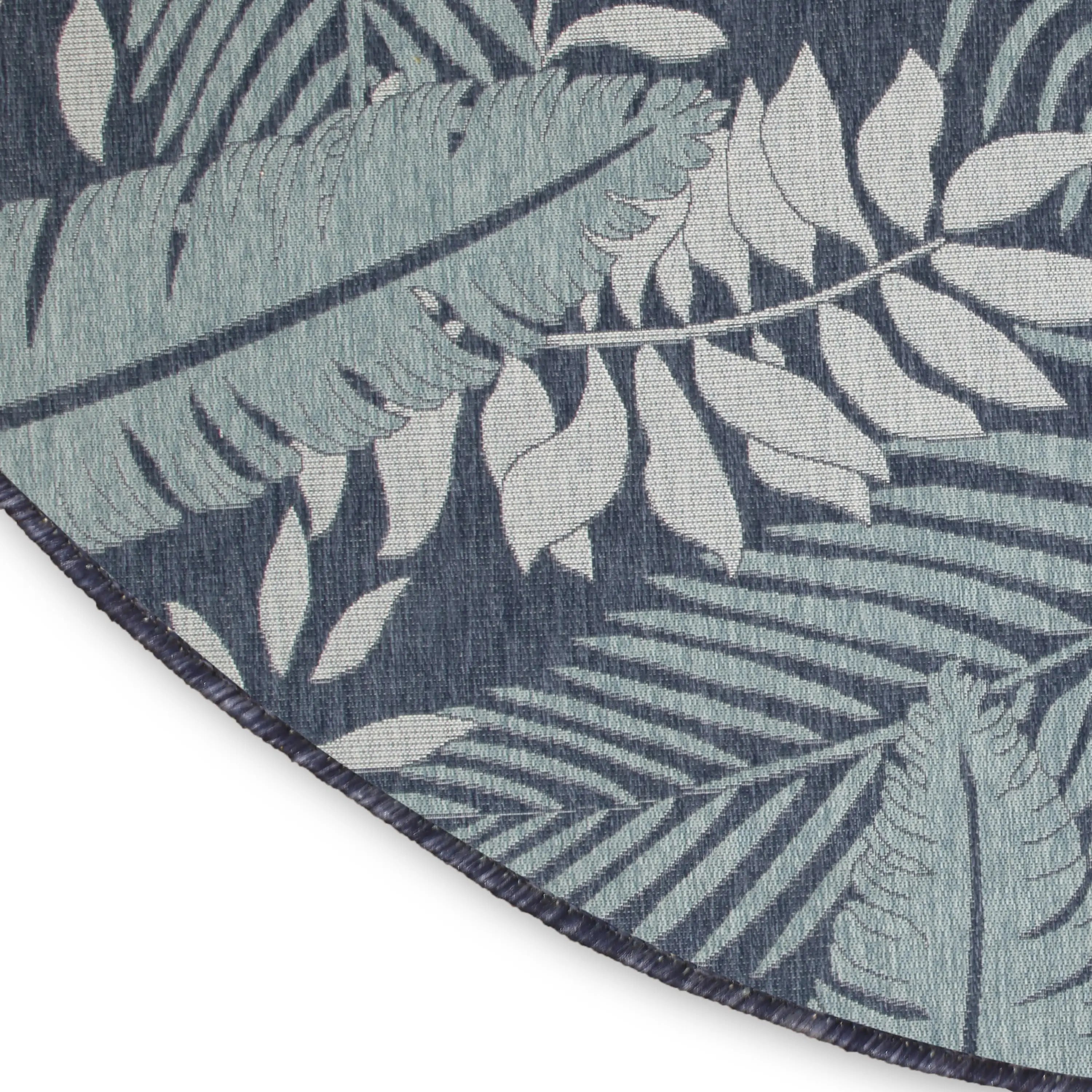 4' Navy Blue Round Floral Indoor Outdoor Area Rug Homeroots Outdoor