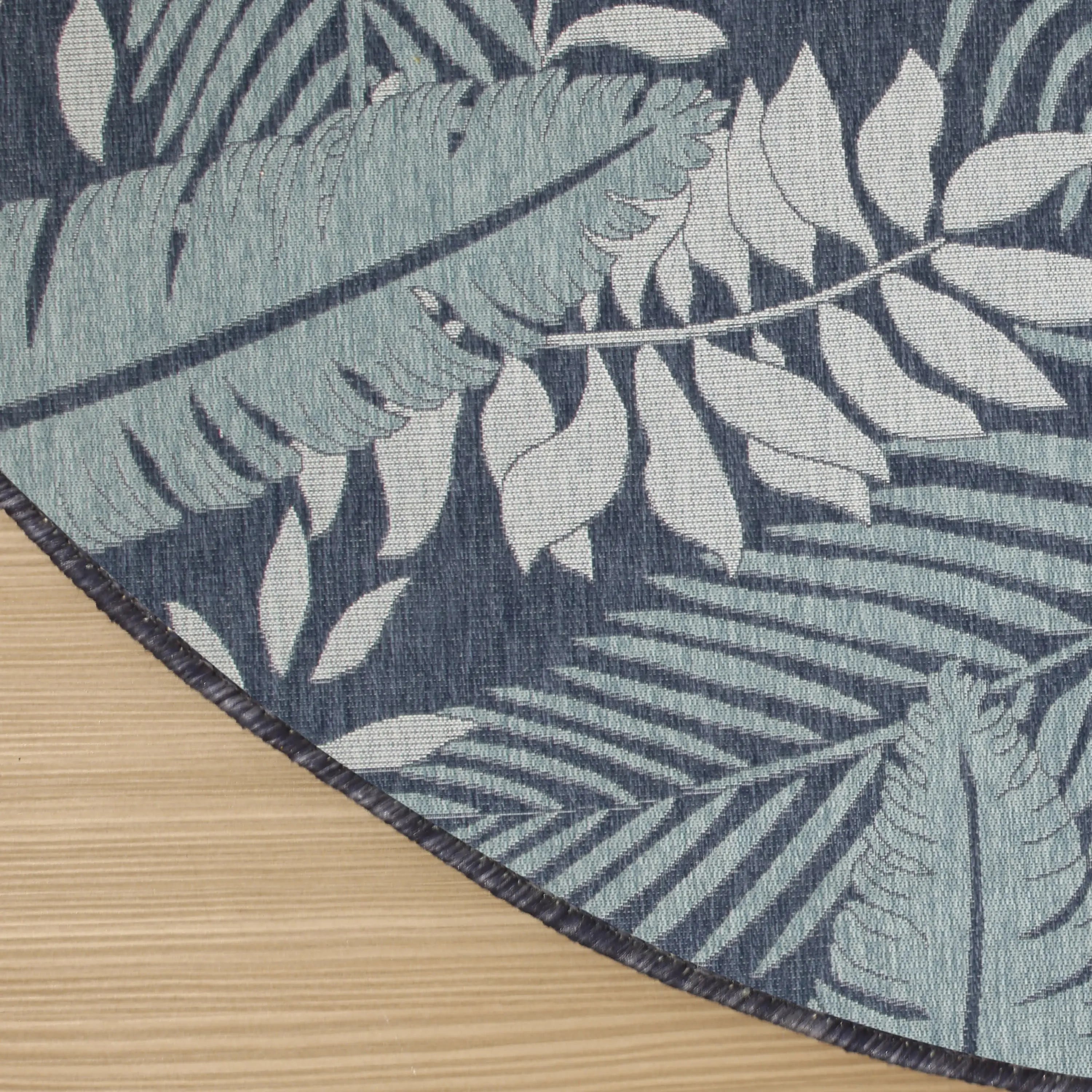 4' Navy Blue Round Floral Indoor Outdoor Area Rug Homeroots Outdoor
