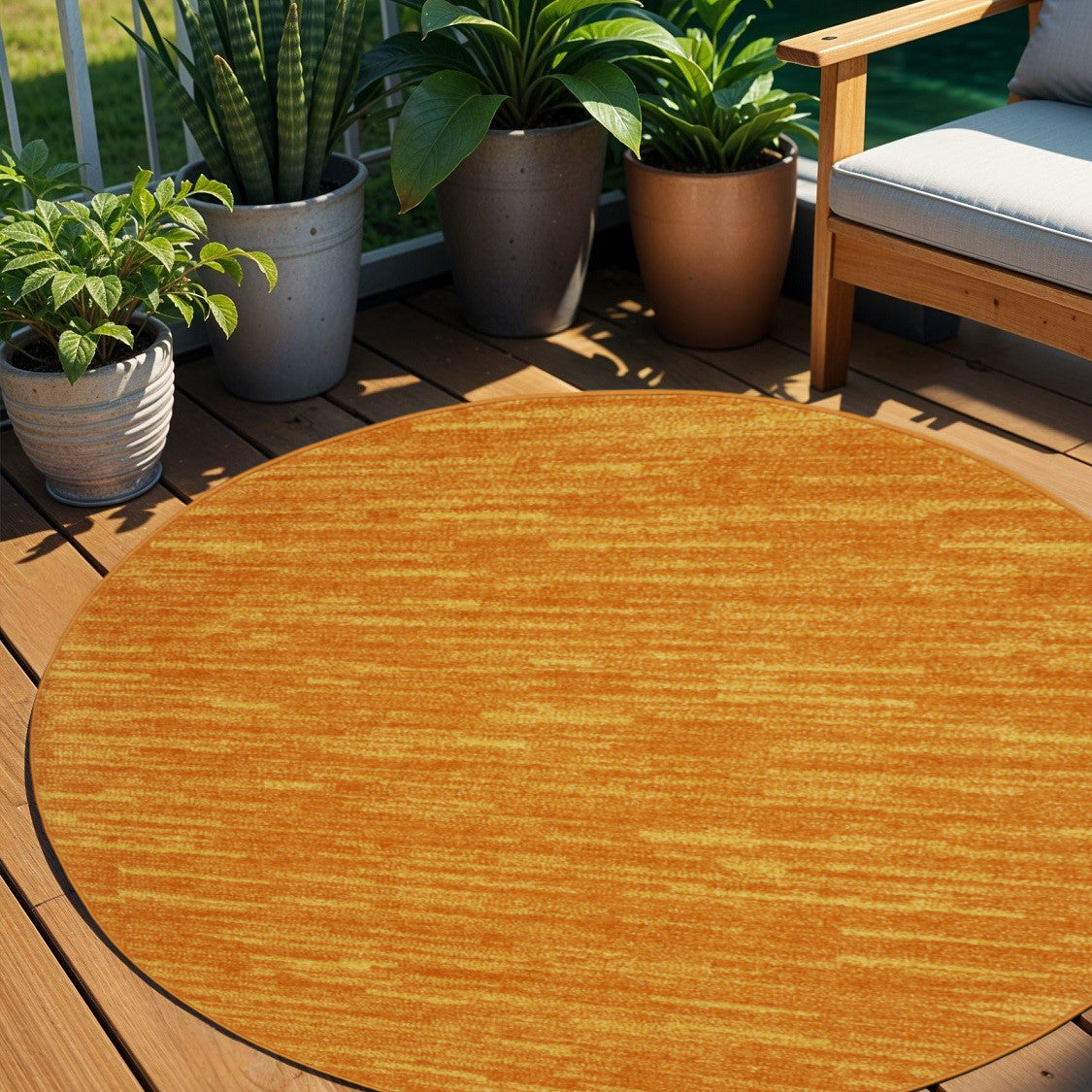 4' Orange Round Indoor Outdoor Area Rug - GreatEagleInc