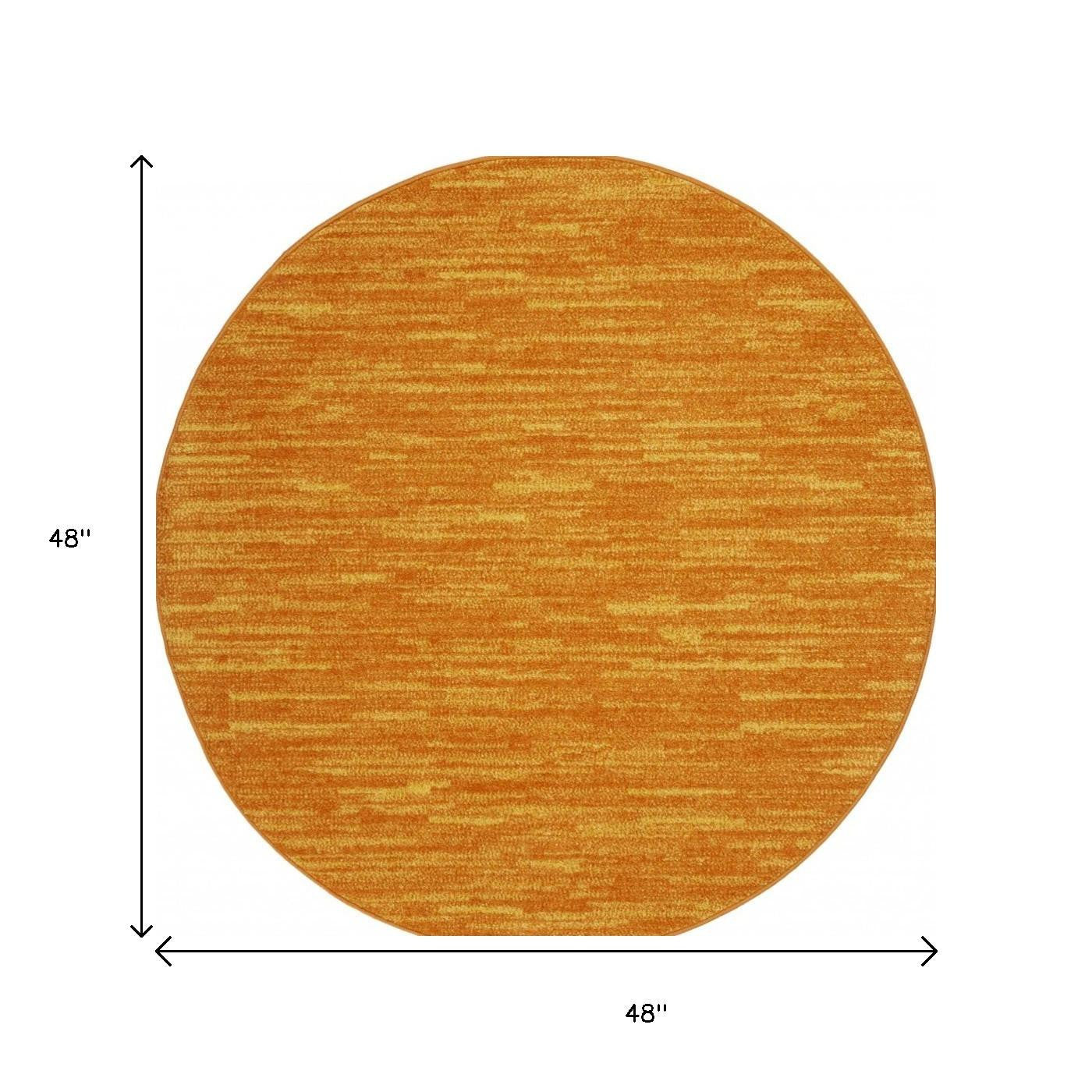 4' Orange Round Indoor Outdoor Area Rug - GreatEagleInc