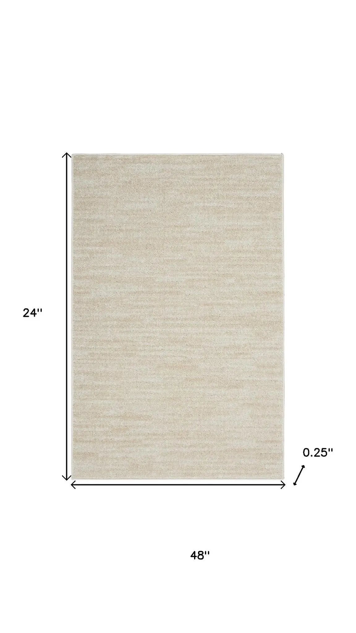 4' Runner Beige And Ivory Indoor Outdoor Runner Rug - GreatEagleInc