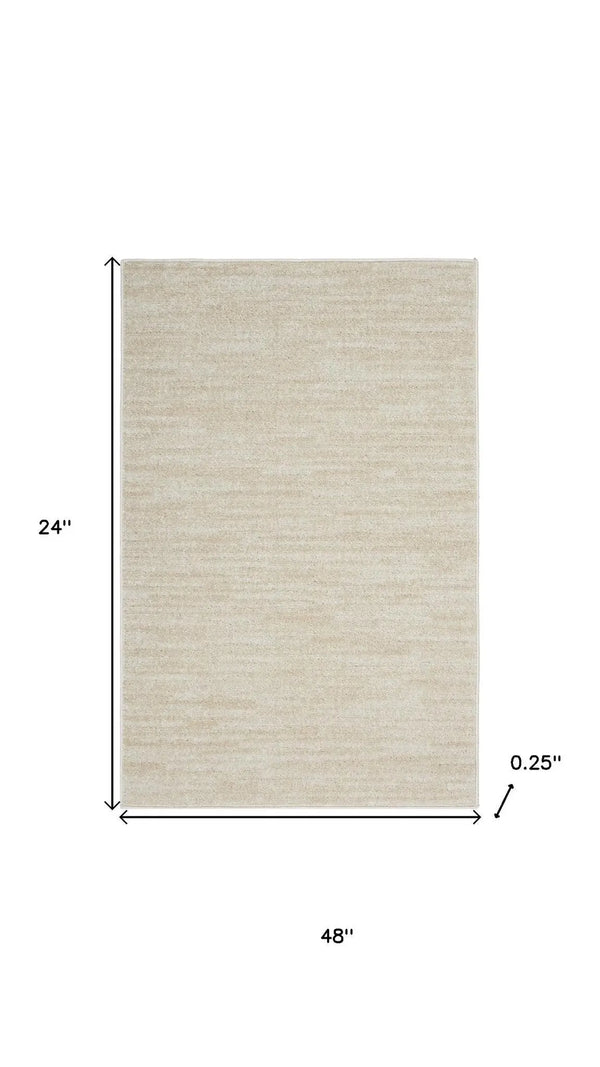 4' Runner Beige And Ivory Indoor Outdoor Runner Rug - GreatEagleInc