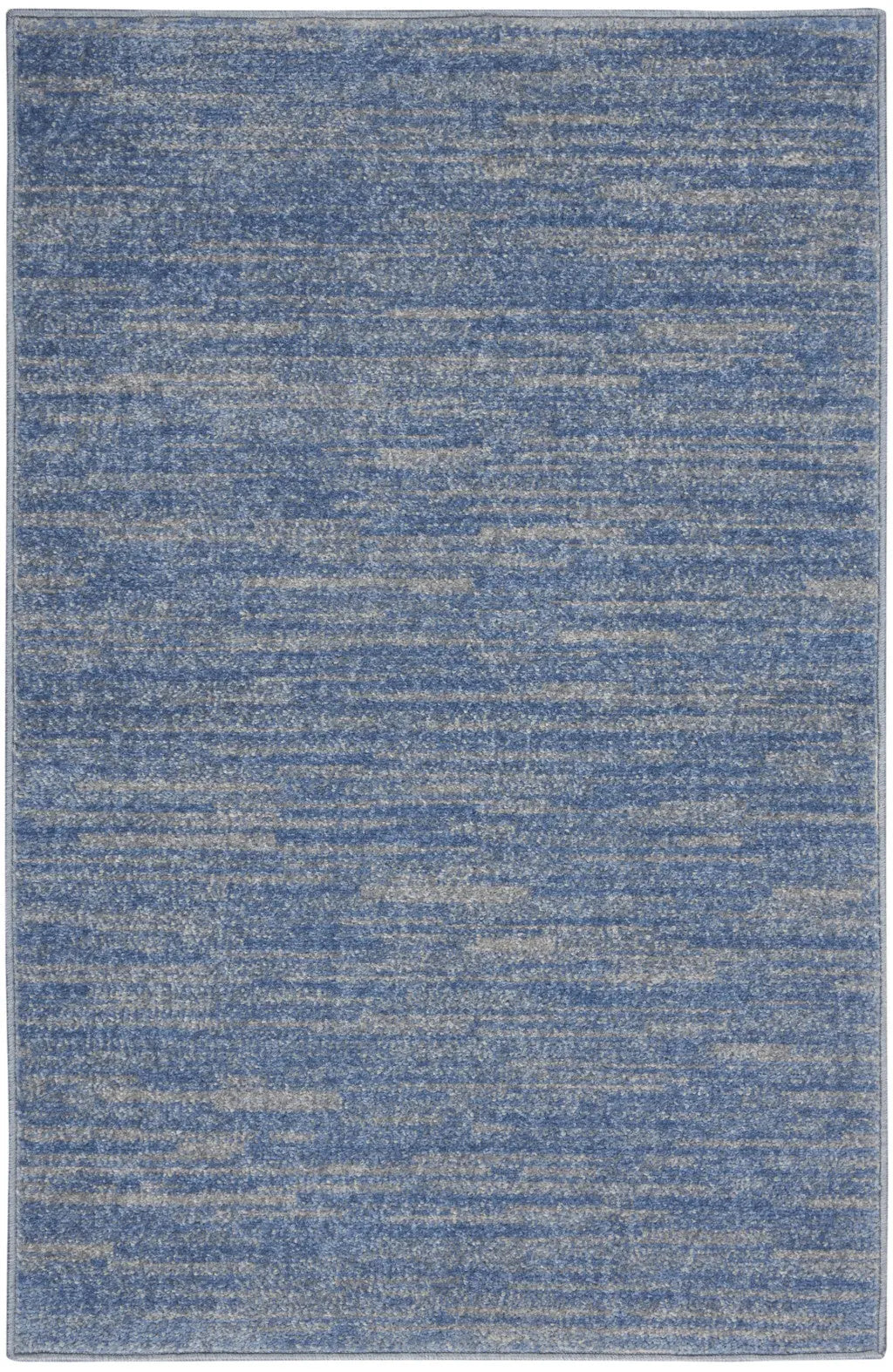 4' Runner Blue And Gray Indoor Outdoor Runner Rug - GreatEagleInc