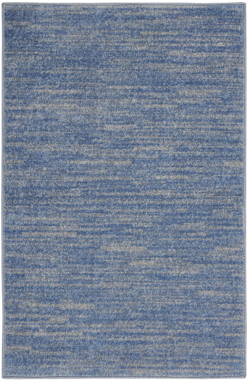 4' Runner Blue And Gray Indoor Outdoor Runner Rug - GreatEagleInc