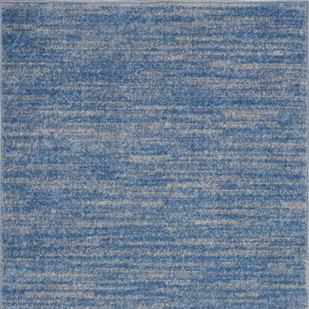 4' Runner Blue And Gray Indoor Outdoor Runner Rug - GreatEagleInc