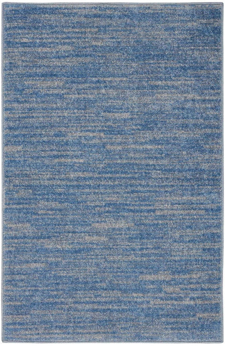 4' Runner Blue And Gray Indoor Outdoor Runner Rug - GreatEagleInc