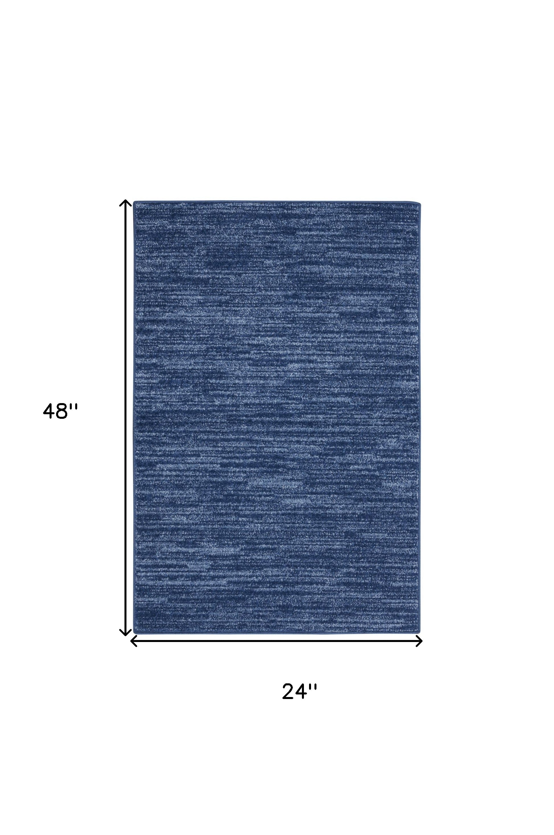 4' Runner Navy Blue Indoor Outdoor Runner Rug - GreatEagleInc